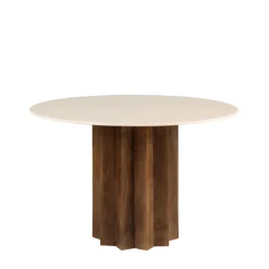 SORONG Table à manger 4 personnes ronde en marbre et bois massif
