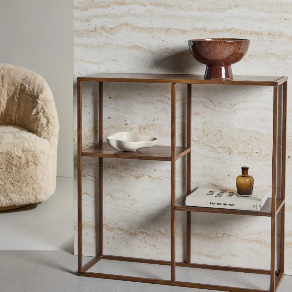STAAL Étagère en bois effet noyer et métal H81cm