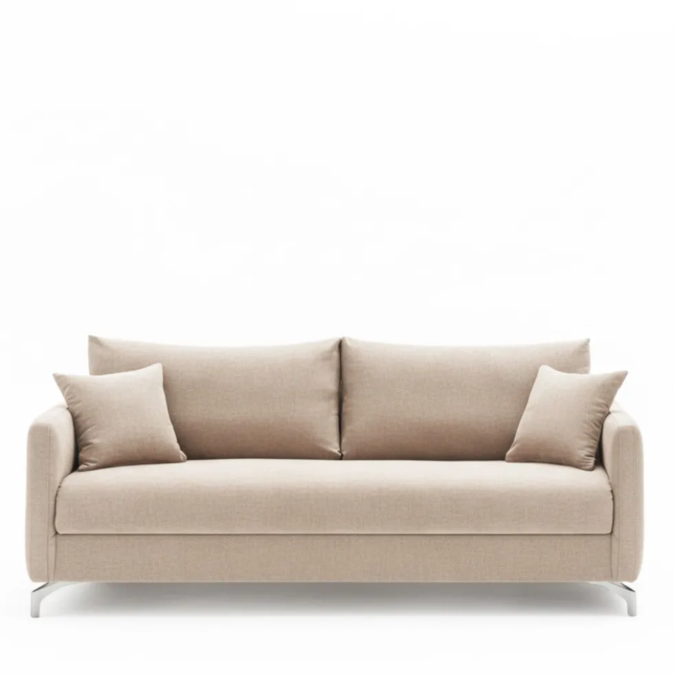 STEFFEN Canapé convertible express 3 places en tissu et pieds chrome