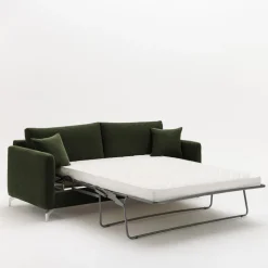 STEFFEN Canapé convertible express 3 places en tissu et pieds chrome