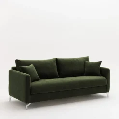 STEFFEN Canapé convertible express 3 places en tissu et pieds chrome