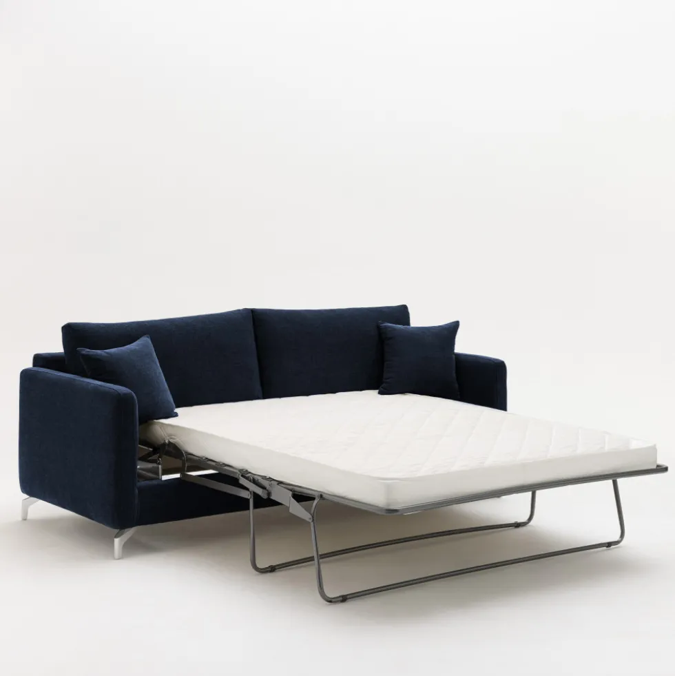 STEFFEN Canapé convertible express 3 places en tissu et pieds chrome