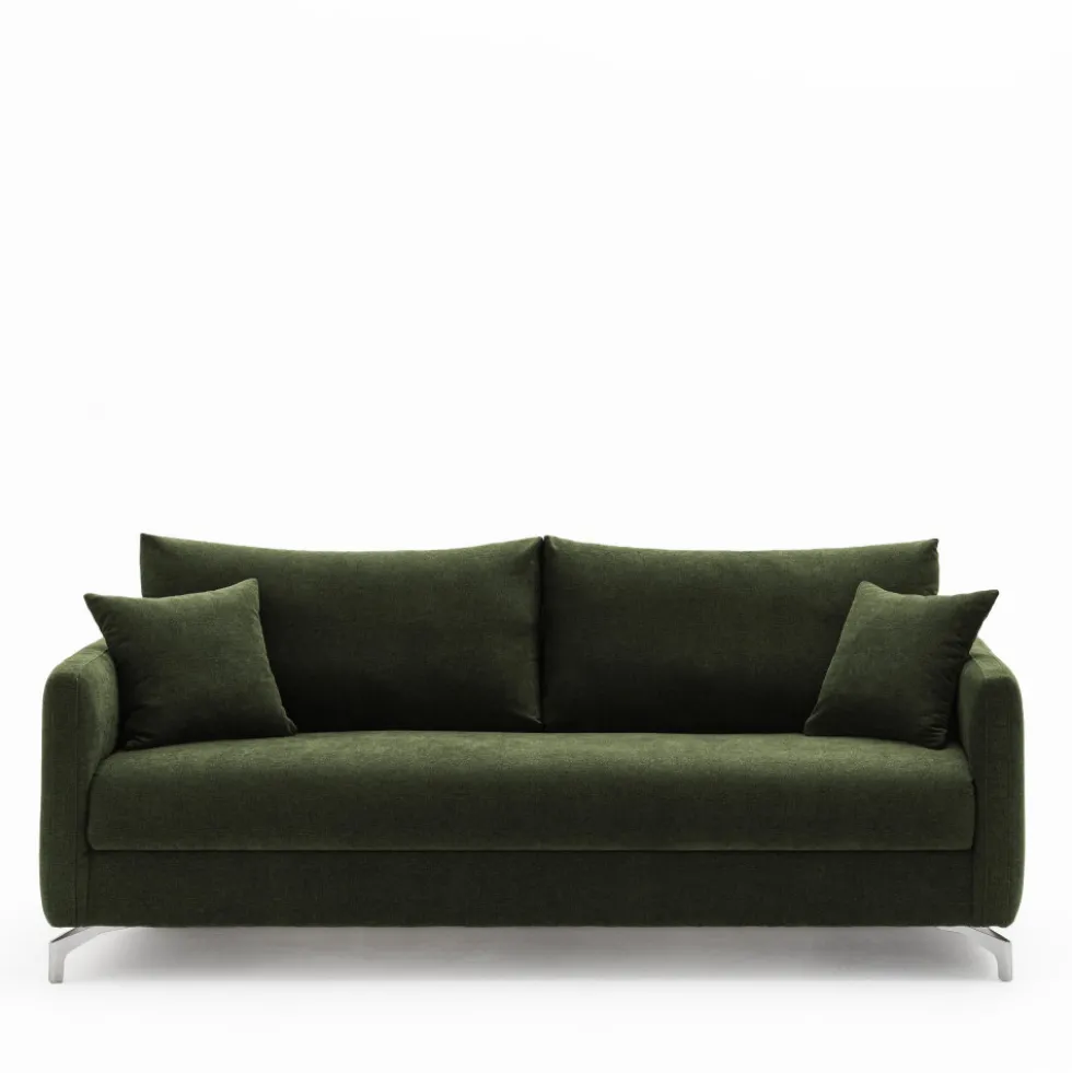 STEFFEN Canapé convertible express 3 places en tissu et pieds chrome