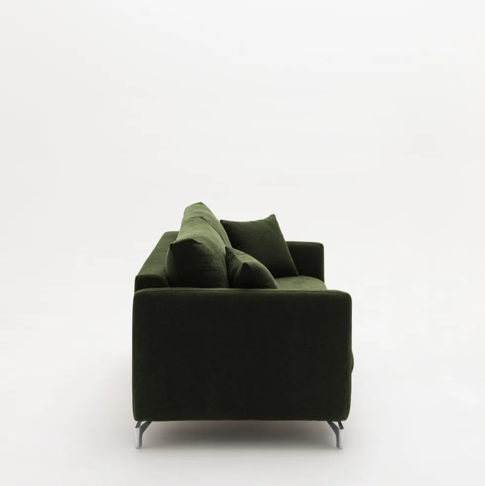 STEFFEN Canapé droit 3 places en tissu et pieds chrome
