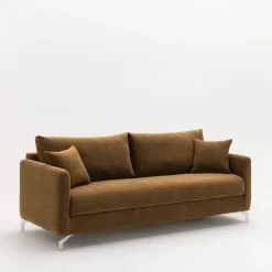 STEFFEN Canapé droit 3 places en tissu et pieds chrome