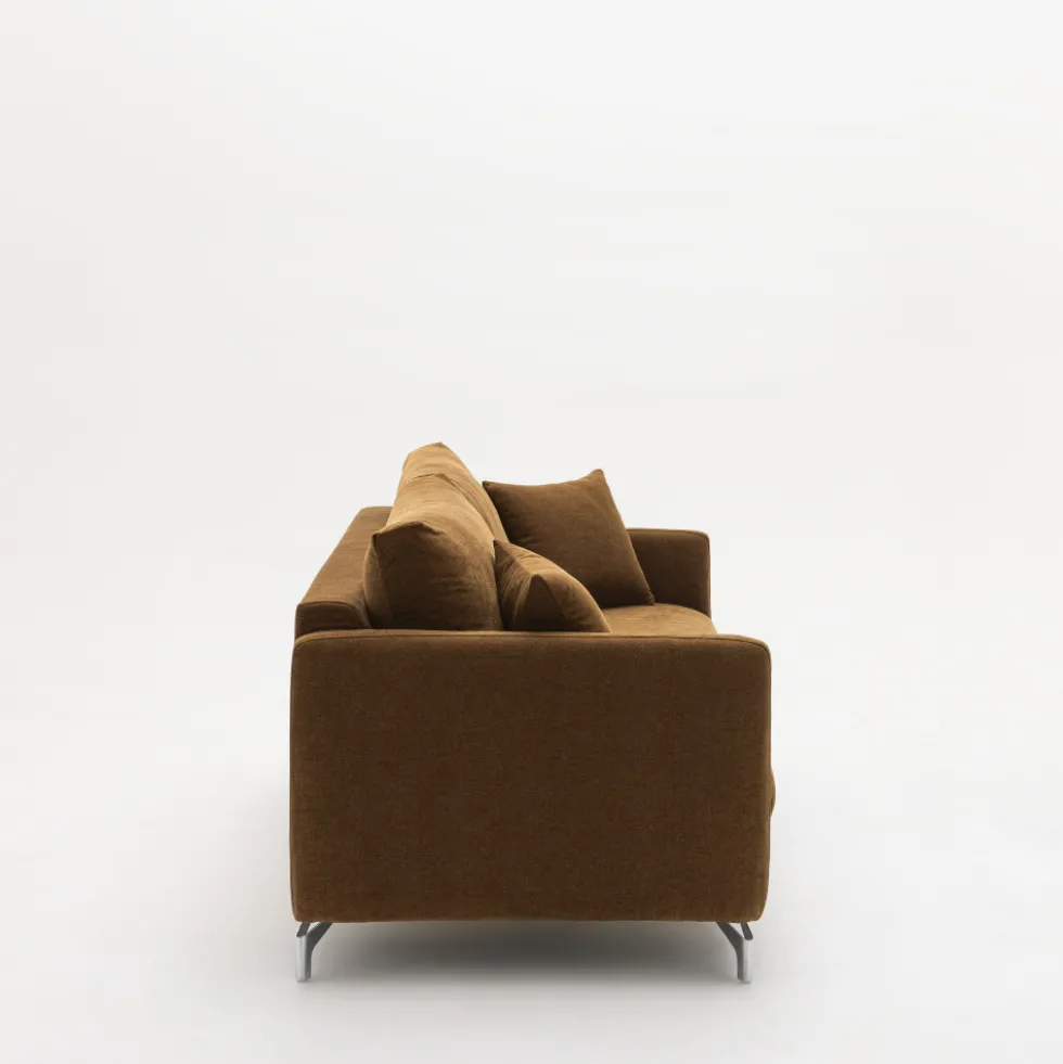STEFFEN Canapé droit 3 places en tissu et pieds chrome
