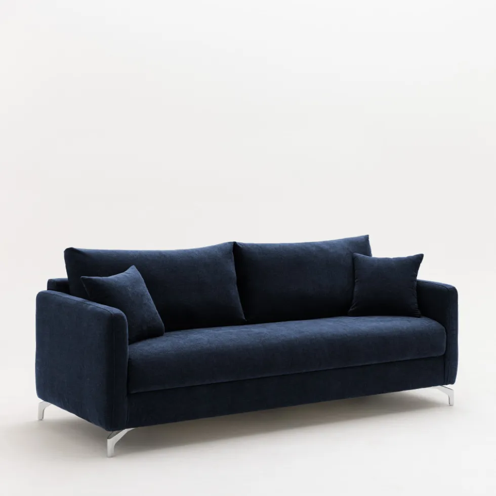 STEFFEN Canapé droit 3 places en tissu et pieds chrome