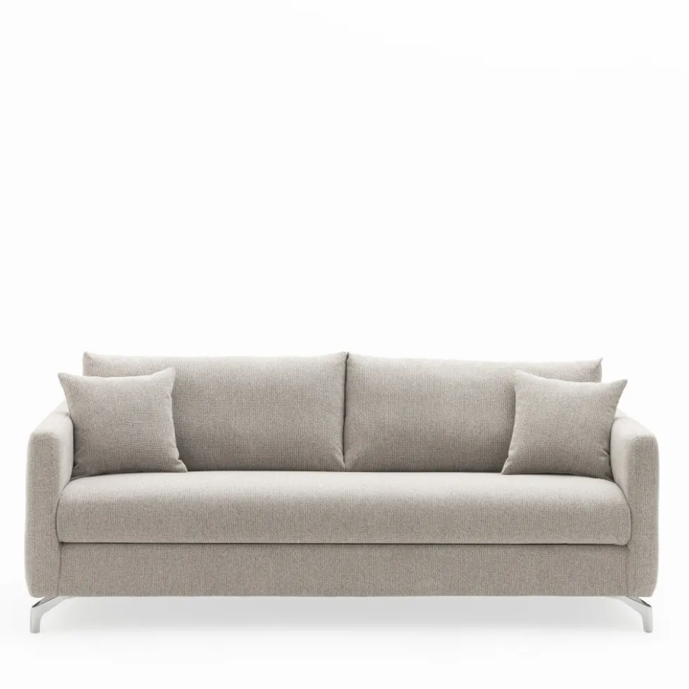 STEFFEN Canapé droit 3 places en tissu et pieds chrome
