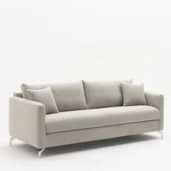 STEFFEN Canapé droit 3 places en tissu et pieds chrome