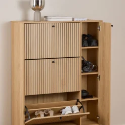 STORO Meuble à chaussures 4 portes en bois et métal L98,7cm