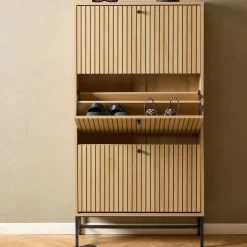 STORO Meuble à chaussures 3 portes en bois et métal L71,6cm