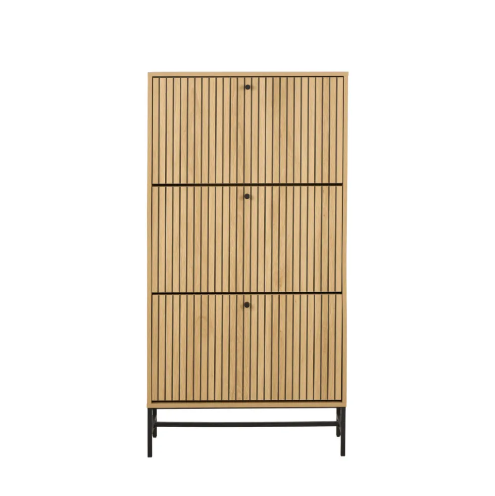 STORO Meuble à chaussures 3 portes en bois et métal L71,6cm