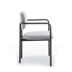 STUART Lot de 2 fauteuils de table en tissu bouclette et métal