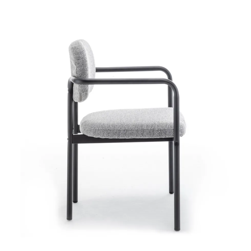 STUART Lot de 2 fauteuils de table en tissu bouclette et métal