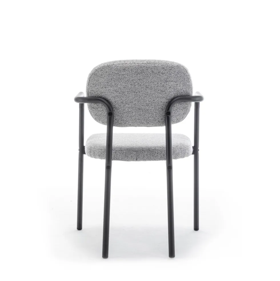 STUART Lot de 2 fauteuils de table en tissu bouclette et métal