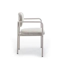 STUART Lot de 2 fauteuils de table en tissu bouclette pieds beiges
