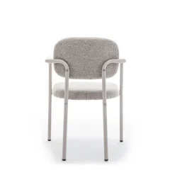 STUART Lot de 2 fauteuils de table en tissu bouclette pieds beiges