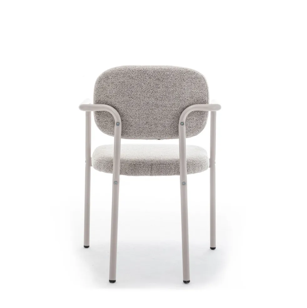 STUART Lot de 2 fauteuils de table en tissu bouclette pieds beiges