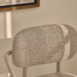 STUART Lot de 2 fauteuils de table en tissu bouclette pieds beiges