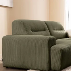 STUNE Canapé droit 4 places en velours côtelé à accoudoirs larges