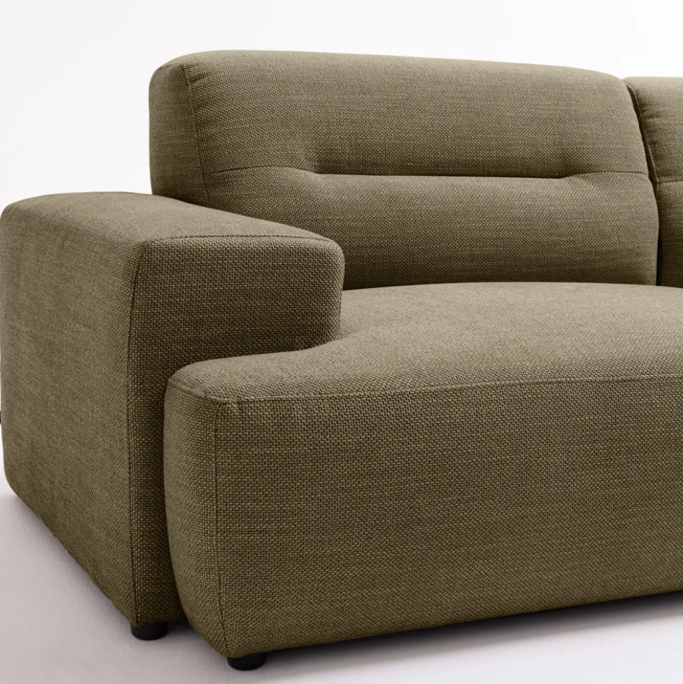 STUNE Canapé droit 4 places en tissu à accoudoirs larges