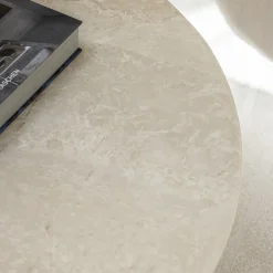 SULA Table basse en marbre et bois massif ø80cm
