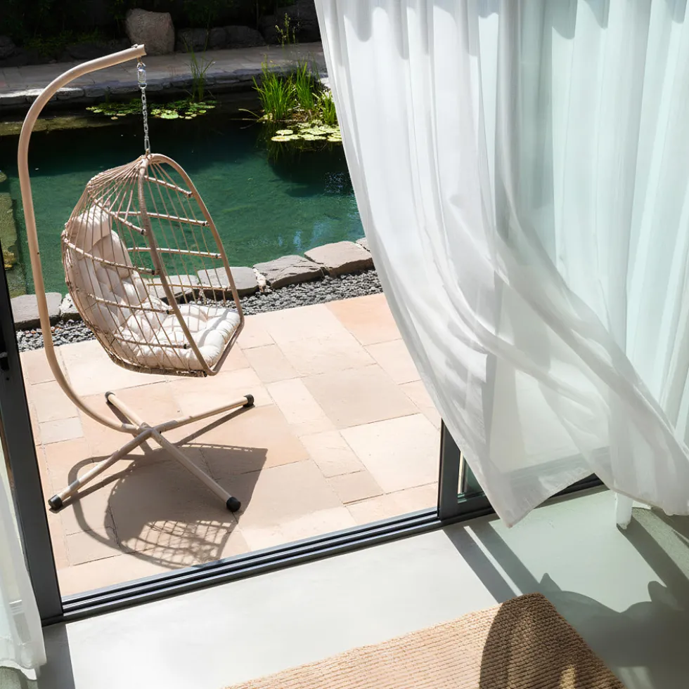 SULLY Fauteuil œuf suspendu de jardin en corde et acier traité