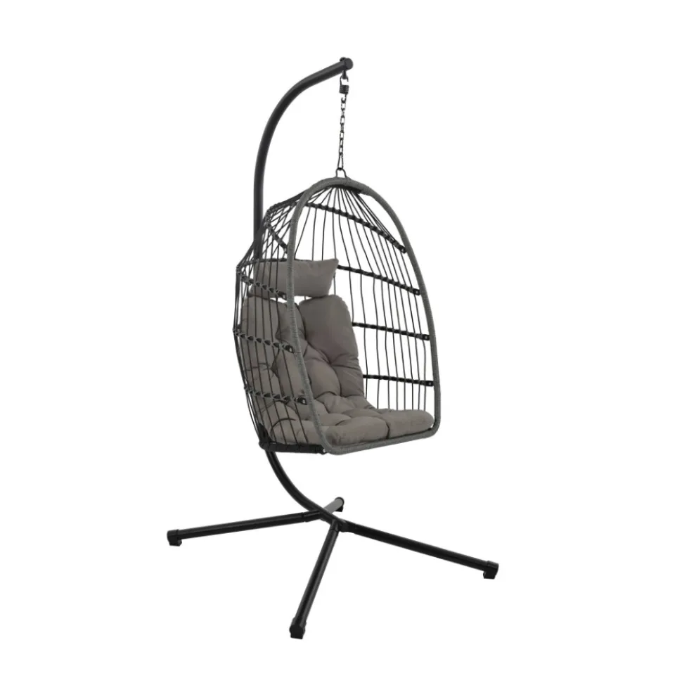 SULLY Fauteuil œuf suspendu de jardin en corde et acier traité