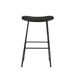 TANGLE Tabouret de bar en teck recyclé et métal H62cm