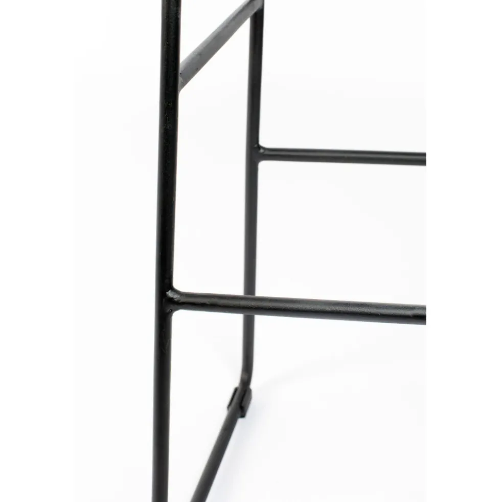TANGLE Tabouret de bar en teck recyclé et métal H62cm