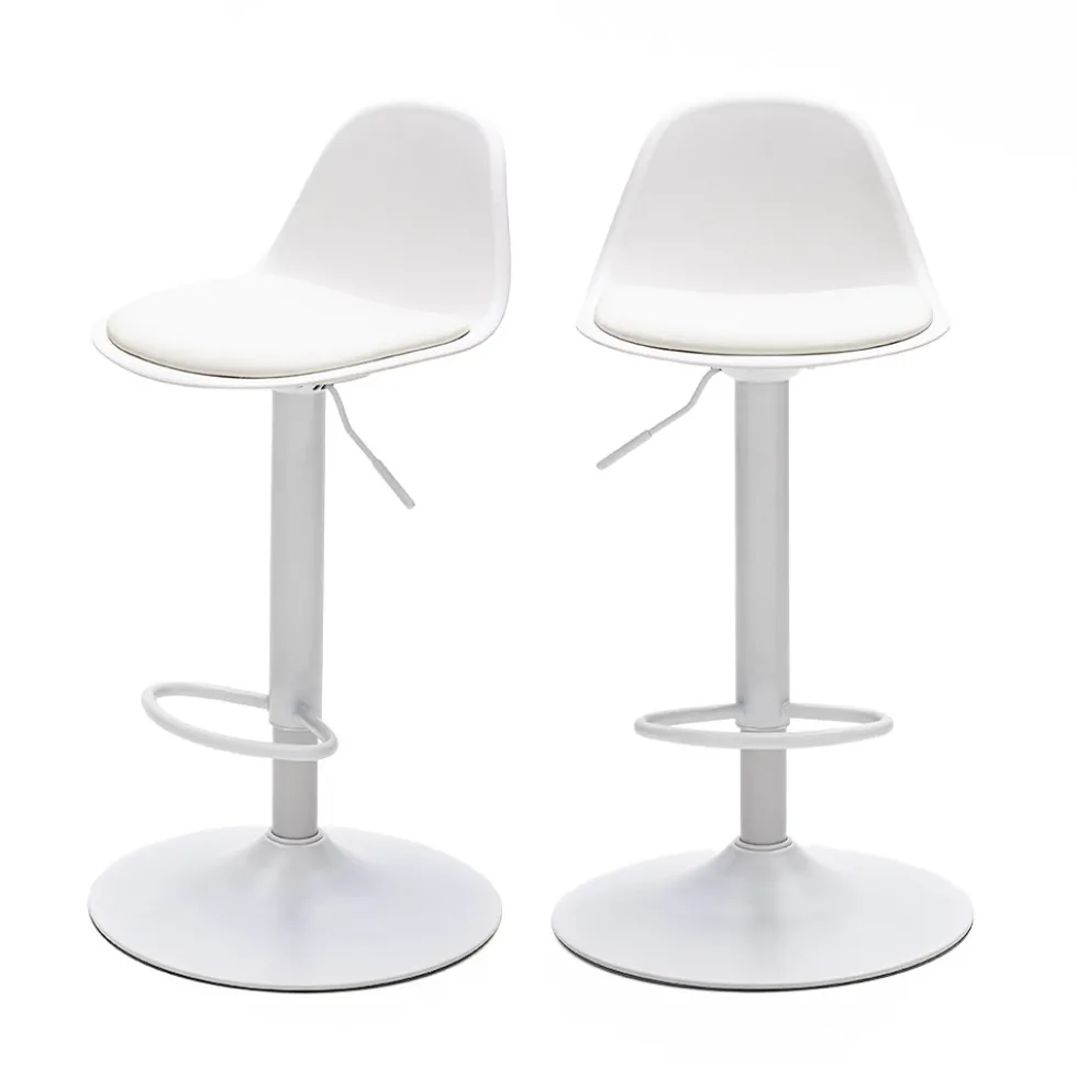 TEBAR Lot de 2 chaises de bar réglables en simili et métal H61-83cm