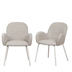 THÉODORE Lot de 2 fauteuils de table en tissu et métal