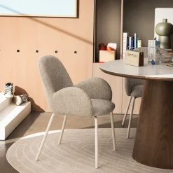 THÉODORE Lot de 2 fauteuils de table en tissu et métal
