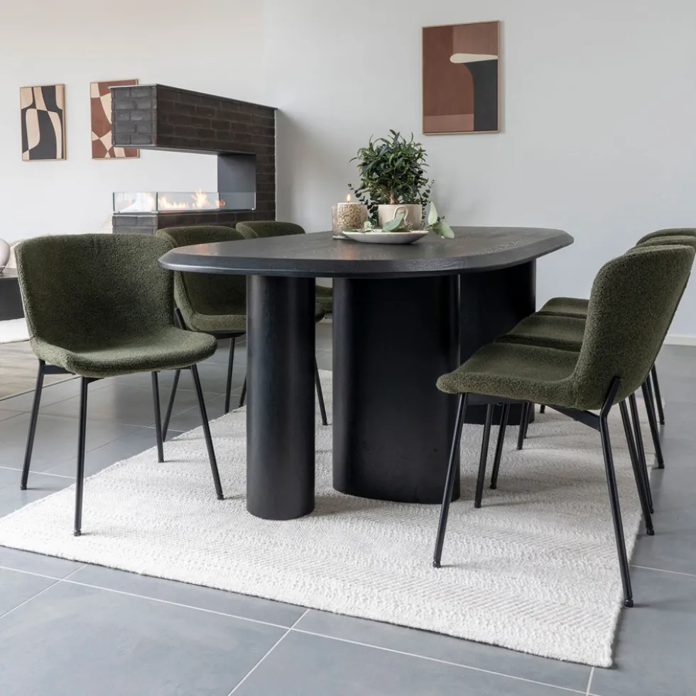 TIRANO Table à manger 8 personnes ovale en bois