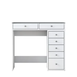 TIYA Coiffeuse 7 tiroirs avec plateau en verre L90cm