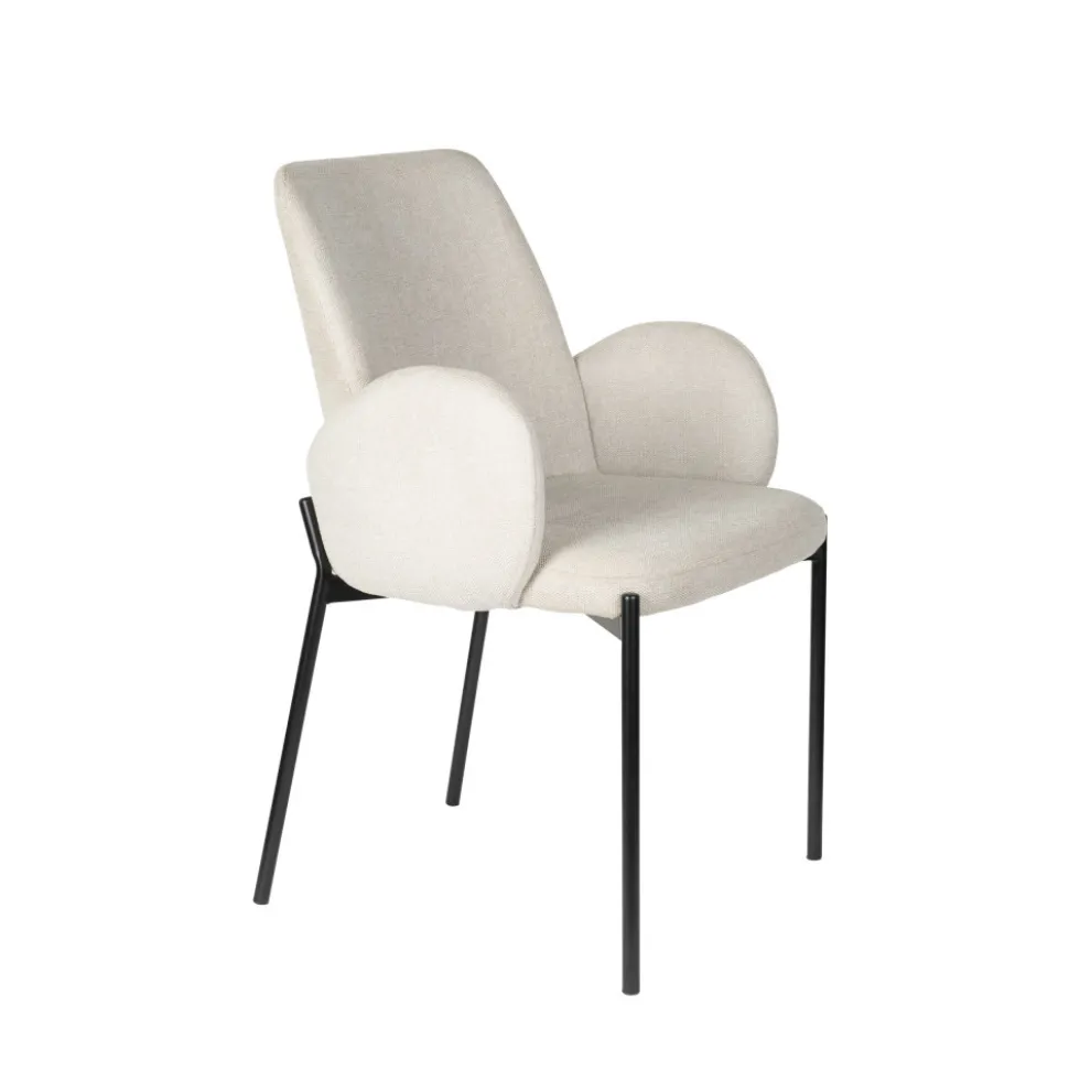 TJARDA Lot de 2 fauteuils de table en tissu et métal