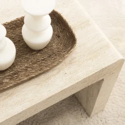 TOCOA Table basse effet travertin 120x55cm