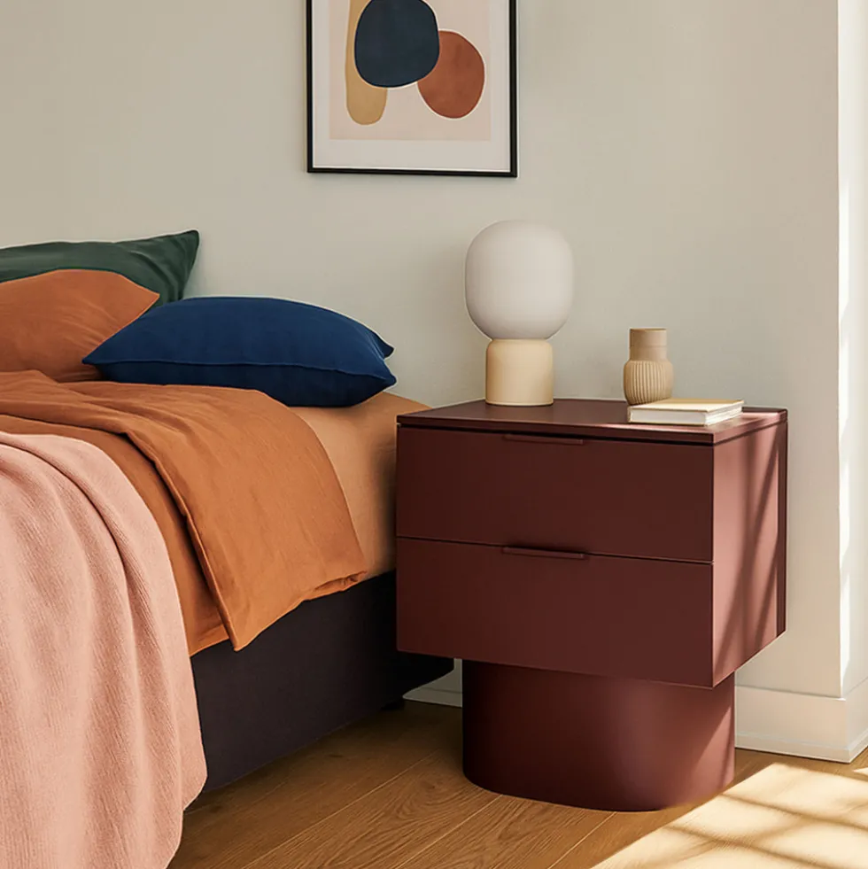 TOTEM Table de chevet 2 tiroirs en bois