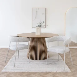 TRIVIO Lot de 2 fauteuils de table en tissu pieds beiges