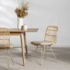 UYUNI Lot de 2 chaises design en rotin pieds beiges
