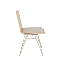 UYUNI Lot de 2 chaises design en rotin pieds beiges
