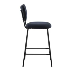 VANDER Lot de 2 chaises de bar en velours côtelé et métal H65cm