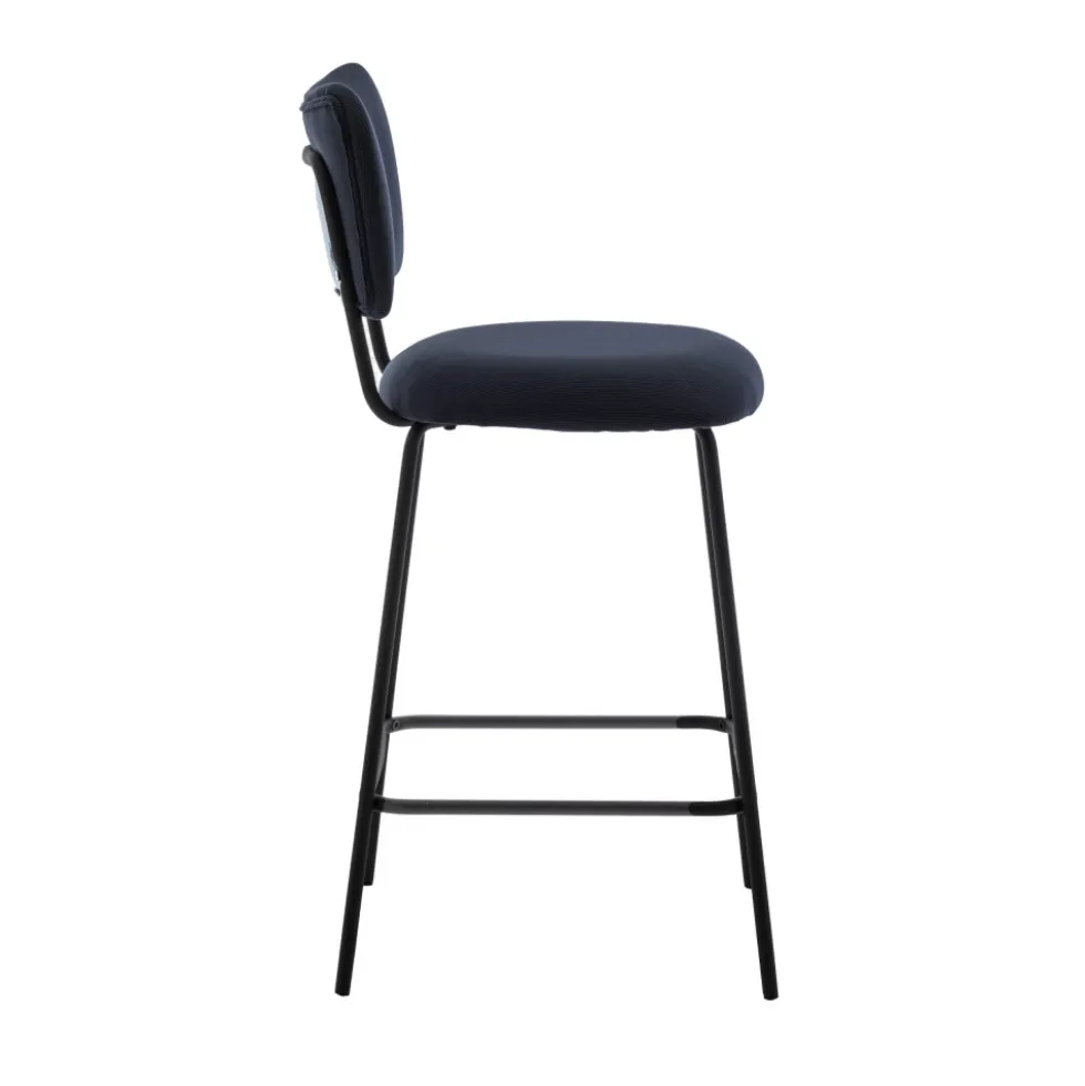 VANDER Lot de 2 chaises de bar en velours côtelé et métal H65cm