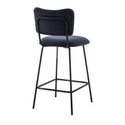 VANDER Lot de 2 chaises de bar en velours côtelé et métal H65cm