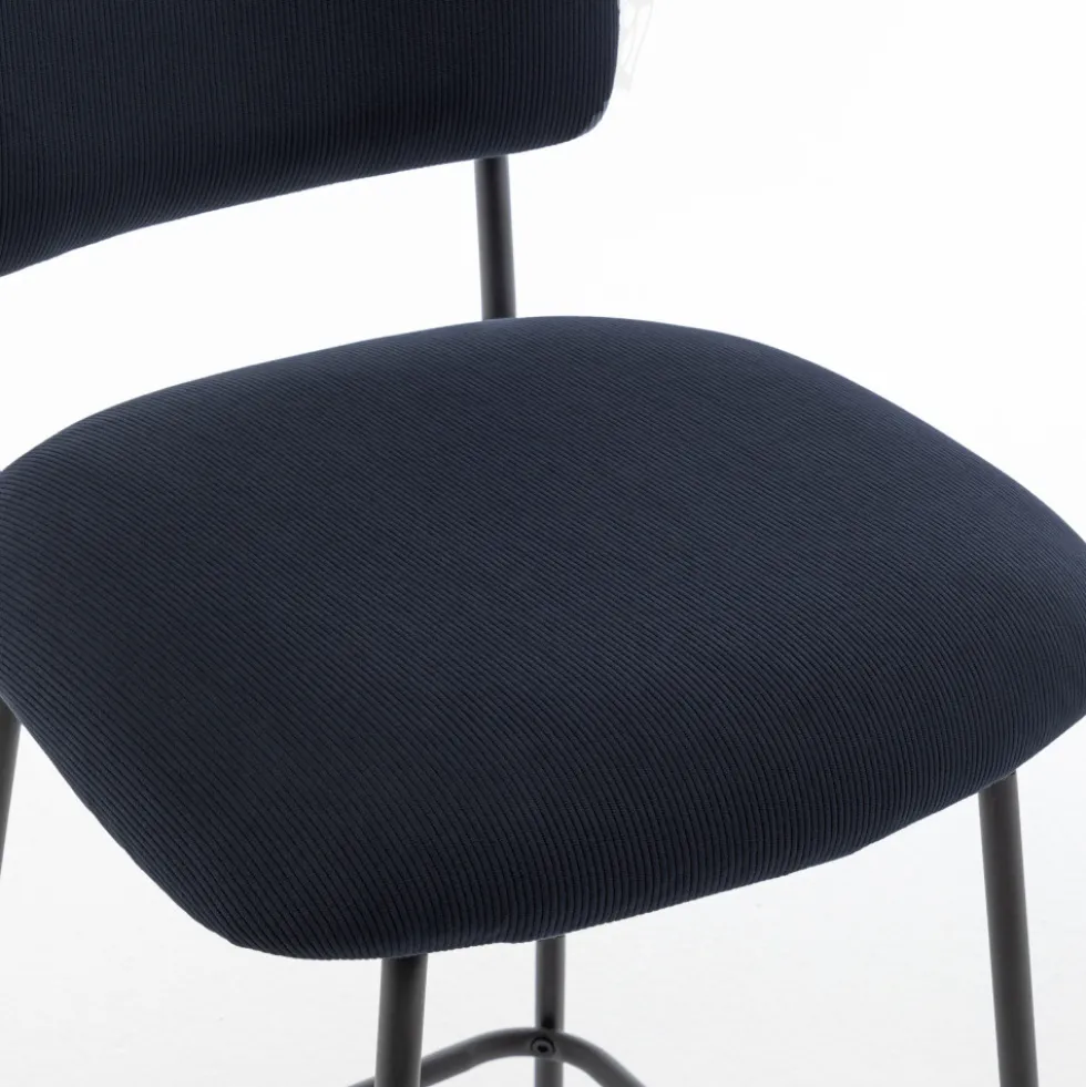 VANDER Lot de 2 chaises de bar en velours côtelé et métal H65cm