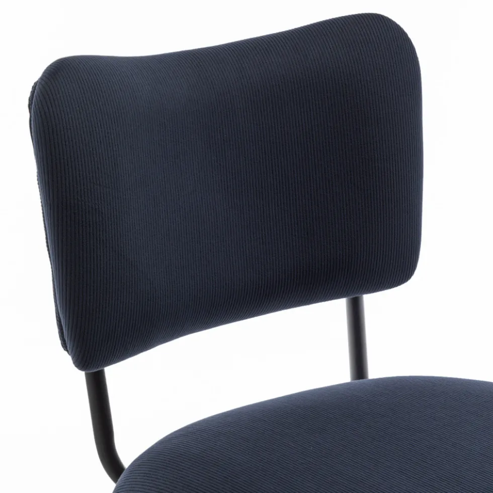 VANDER Lot de 2 chaises de bar en velours côtelé et métal H65cm