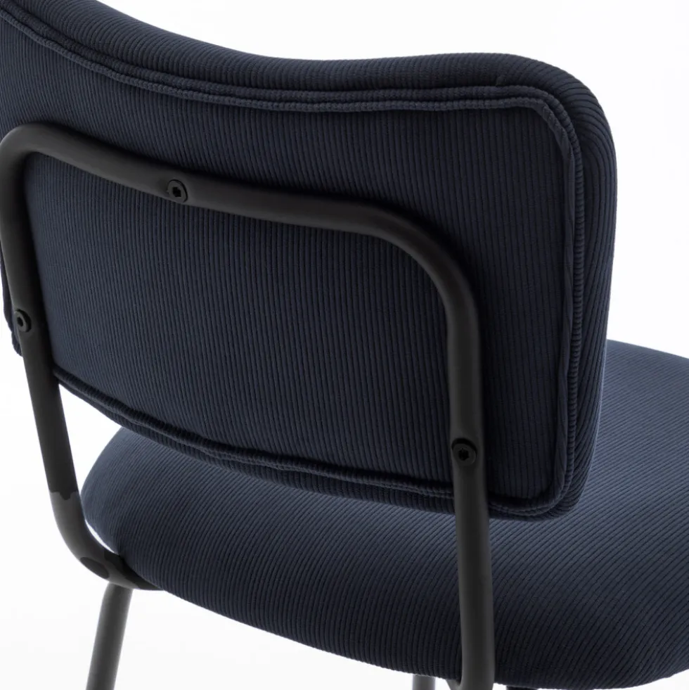VANDER Lot de 2 chaises de bar en velours côtelé et métal H65cm