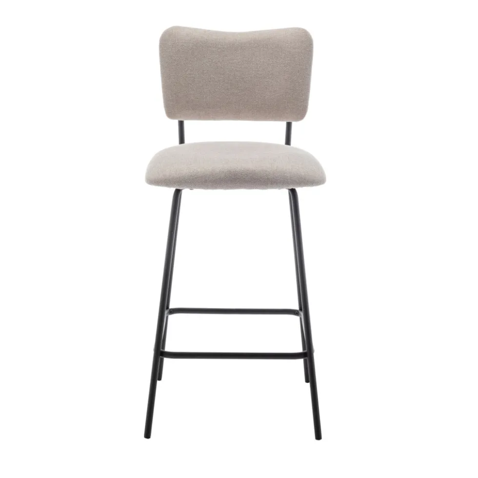 VANDER Lot de 2 chaises de bar en tissu et métal H65cm