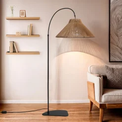 VANO Lampadaire en métal avec abat-jour en corde H155cm
