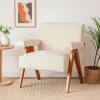 VEDA Fauteuil en tissu chenille et bois